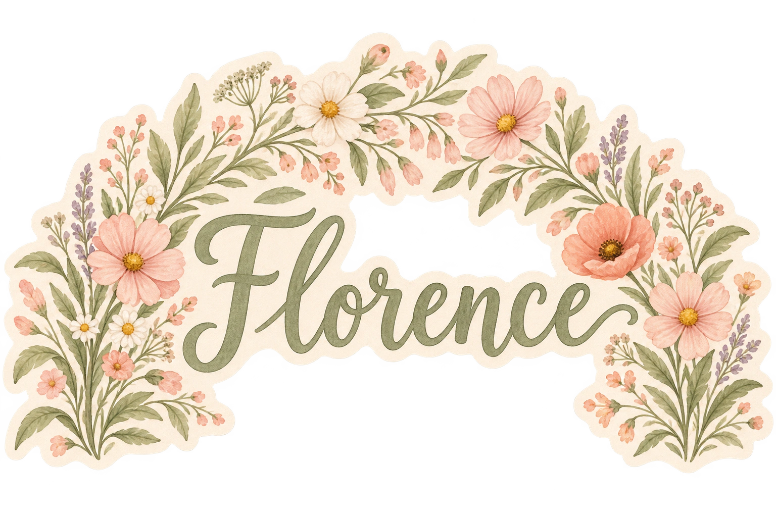 Wildflower arch with the name Florence wall sticker