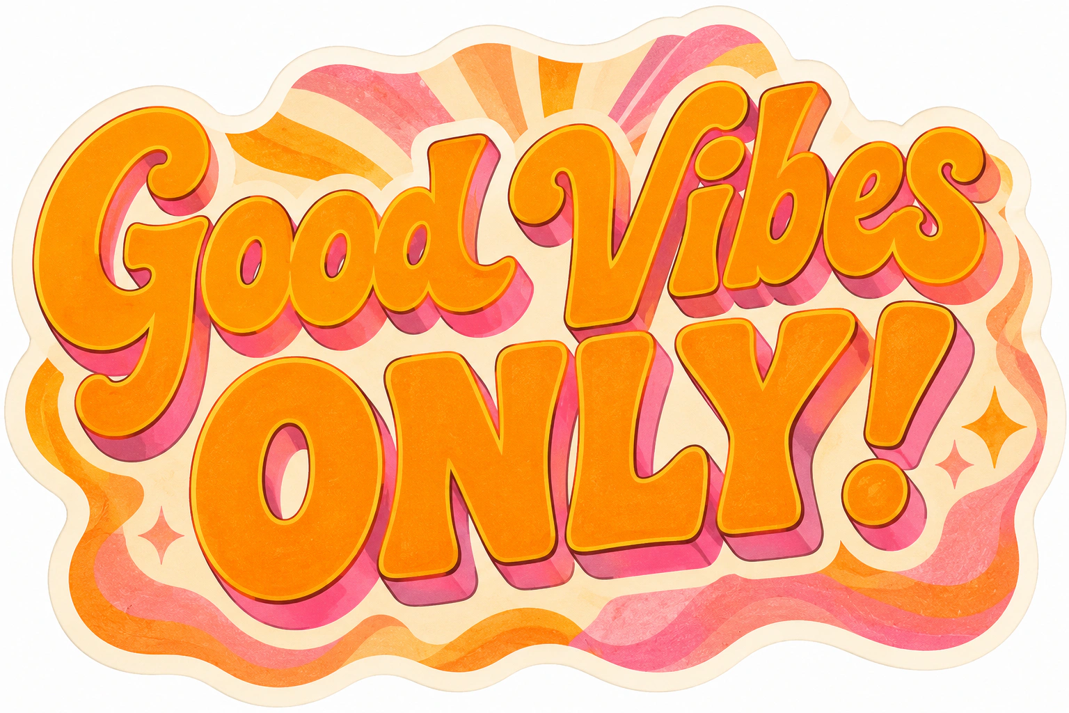 Retro Good Vibes Only typography wall sticker
