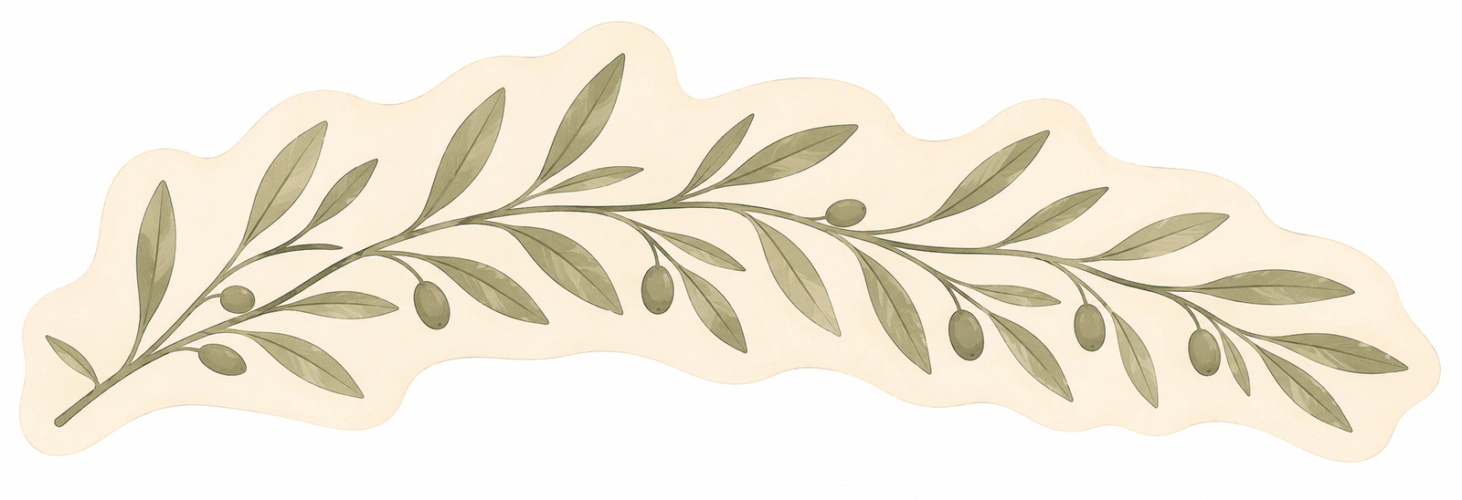 Minimalist olive branch wall sticker in sage and cream